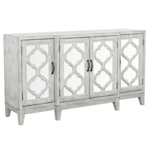  Mckellen - 4 Door Wood Trellis Accent Cabinet - Distressed White