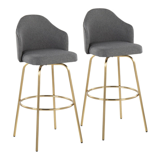 Ahoy - Fixed-Height Bar Stool - Metal Legs And Round Metal Footrest With Fabric Seat (Set of 2)