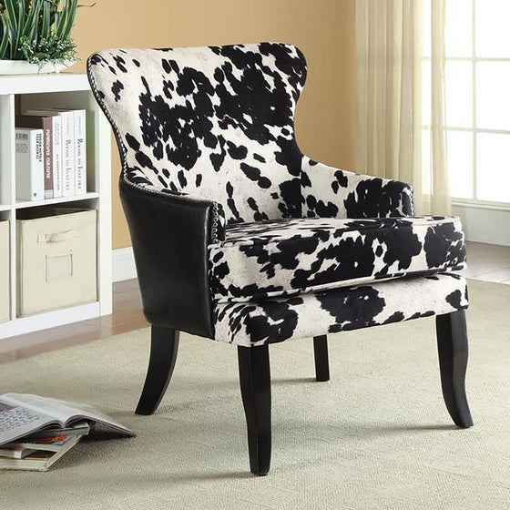 Trea - Cowhide Print Upholstered Accent Chair - Black And White