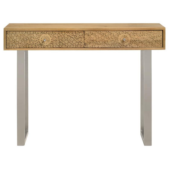 Draco - 2-Drawer Console Table Hand Carved Details - Natural