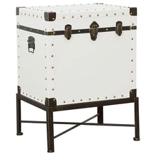  Nancy - Upholstered Vintage Side Table Storage Trunk - White