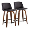 Toriano - 24" Fixed-Height Counter Stool (Set of 2) - Walnut & Black Round Base