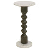 Colette - Round Marble Top Side Table - White And Dark Gray