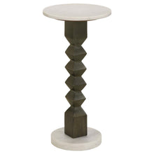  Colette - Round Marble Top Side Table - White And Dark Gray