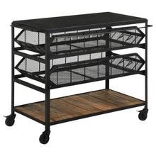  Evander - Marble Top Kitchen Cart With Removable Shelves - Black