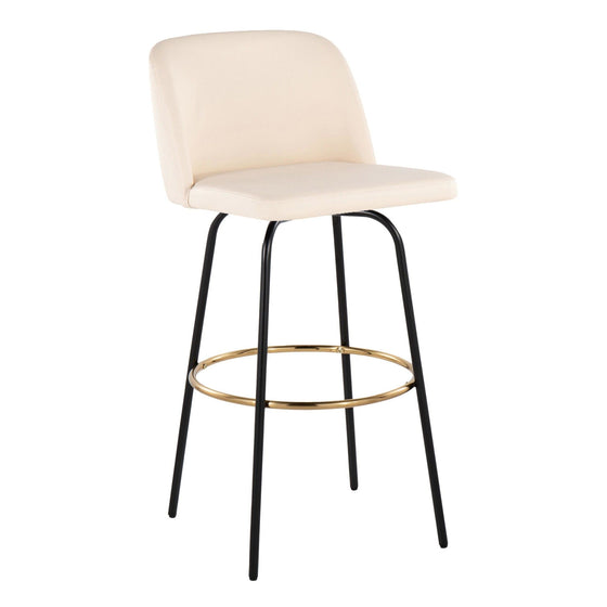 Toriano - 30" Fixed-Height Barstool (Set of 2) - Black & Gold Base