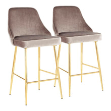  Marcel - Counter Stool - Gold Metal And Silver Velvet (Set of 2)