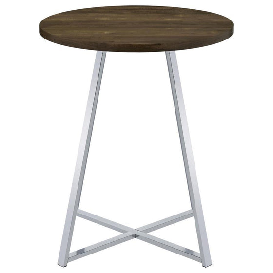 Burkhart - Round Pub Height Bistro Bar Table - Brown Oak