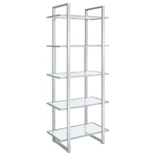  Hartford - 5-Shelf Glass Bookshelf - Chrome