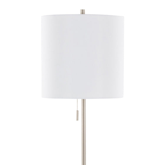 Cassis - 65" Art Deco Floor Lamp - Gold Metal And White Pleated Shade