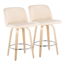  Toriano - 26" Fixed-height Faux Leather Counter Stool (Set of 2) - Beige And Natural