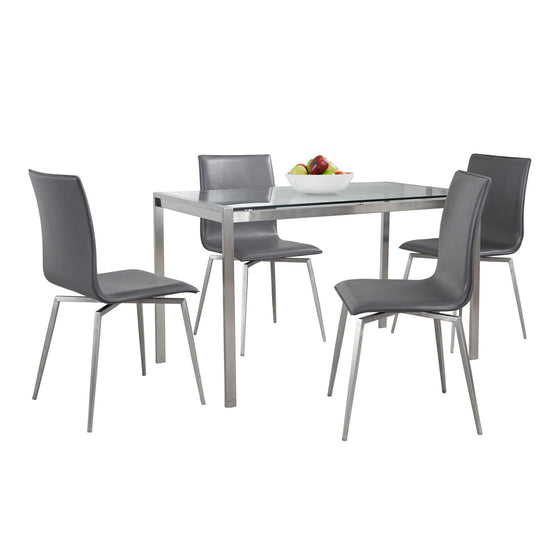 Fuji - Mason Swivel Dining Set Dining Set - Brushed Stainless Steel