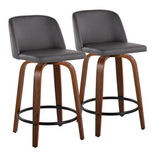  Toriano - 24" Fixed-height Faux Leather Counter Stool (Set of 2) - Dark Gray