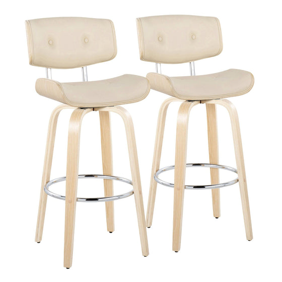 Lombardi - 30" Fixed-Height Barstool (Set of 2) - Natural Base