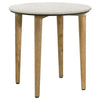 Aldis - Round Marble Top Side End Table - White And Natural