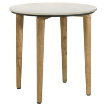  Aldis - Round Marble Top Side End Table - White And Natural