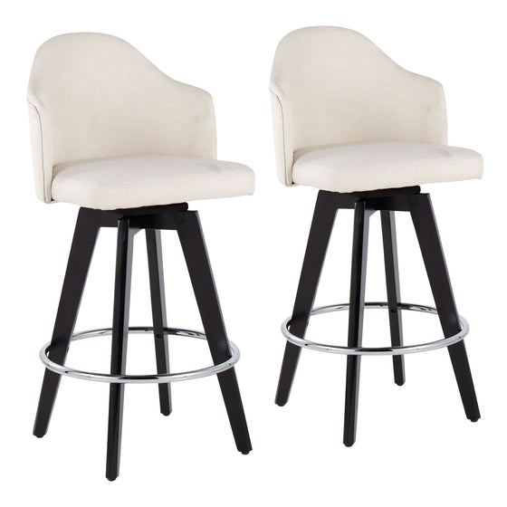 Ahoy - Counter Stool - Wood Legs And Round Metal Footrest Fabric Seat (Set of 2)