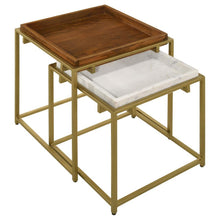  Bolden - 2 Piece Wood And Marble Top Nesting Table Set - Gold