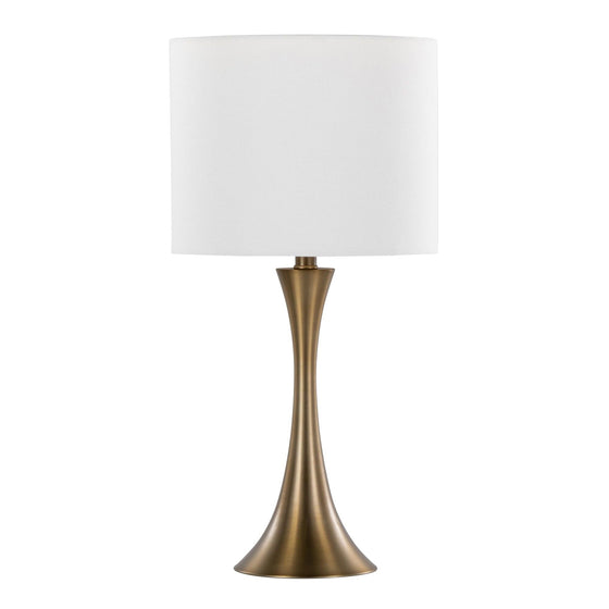 Lenuxe - 24" Metal Table Lamp (Set of 2) - White And Bronze