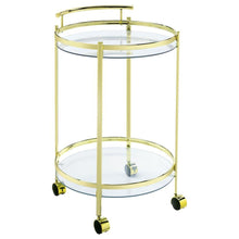  Chrissy - Round Glass Shelf Metal Bar Cart