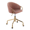 Claire - Task Chair - Gold Metal And Blush Velvet