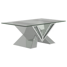  Taffeta - Glass Top Mirrored Acrylic Coffee Table - Silver