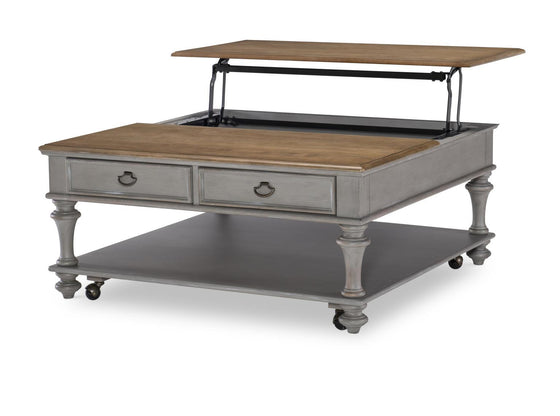 Kingston - Square Lift-Top Cocktail Table - Sandalwood Brown / Tweed Gray