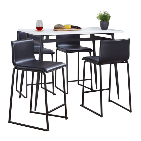 Marcel - Mara Upholstered Counter Height Dining Set - Black Metal With Black Wood Tabletop And Gold Metal