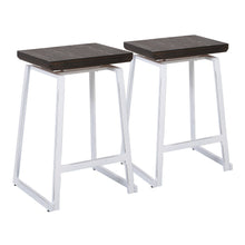  Geo - Counter Stool - Vintage White Metal And Espresso Bamboo (Set of 2)