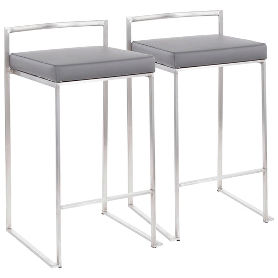 Fuji - Counter Stool Steel With Cushion - Stainless Steel