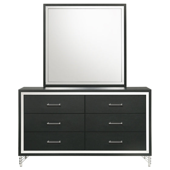 Lucia - 6-Drawer Dresser And Mirror - Black