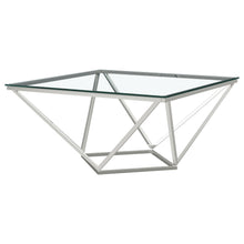  Brittania - Square Glass Top Geometric Coffee Table - Nickel