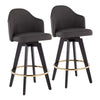 Ahoy - Fixed-Height Counter Stool - Wood Legs And Round Metal Footrest With Fabric Seat (Set of 2)