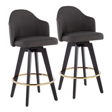  Ahoy - Fixed-Height Counter Stool - Wood Legs And Round Metal Footrest With Fabric Seat (Set of 2)