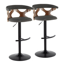  Gardenia - Adjustable Barstool (Set of 2) - Black Base And Walnut Backrest