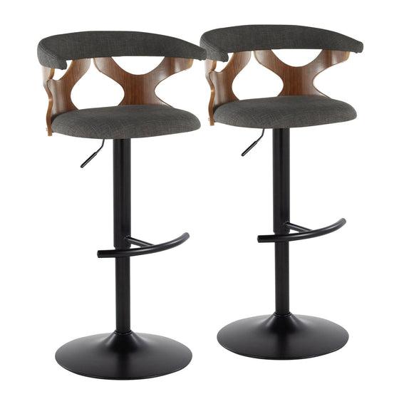 Gardenia - Adjustable Barstool (Set of 2) - Black Base And Walnut Backrest