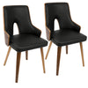 Stella - Dining / Accent Chair - Walnut Wood With Black Faux Leather (Set of 2)