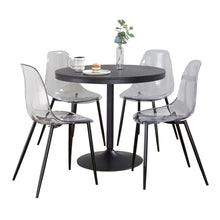  Dakota - Clara Dining Set - Black Metal With Round Black Wood Tabletop, And Clear Acrylic (Set of 5)