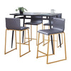 Marcel - Mara Upholstered Counter Height Dining Set - Black Metal With Black Wood Tabletop And Gold Metal