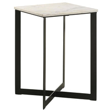  Tobin - Square Marble Top End Table - White And Black