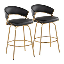  Jie - Fixed-Height Counter Stool With Swivel - Gold Metal (Set of 2)