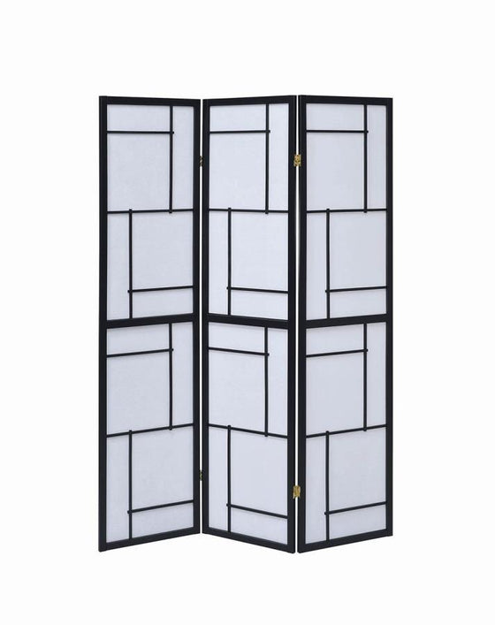 Damis - 3-Panel Room Divider Folding Shoji Screen - Black