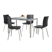  Fuji - Mason Upholstered Swivel Dining Set - Brushed Stainless Steel