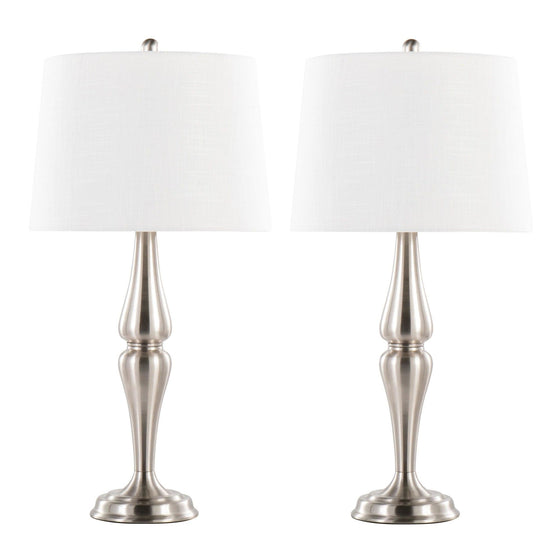 Sawyer - 30" Metal Table Lamp - Brushed Nickel And White Linen from Grandview Gallery (Set of 2)