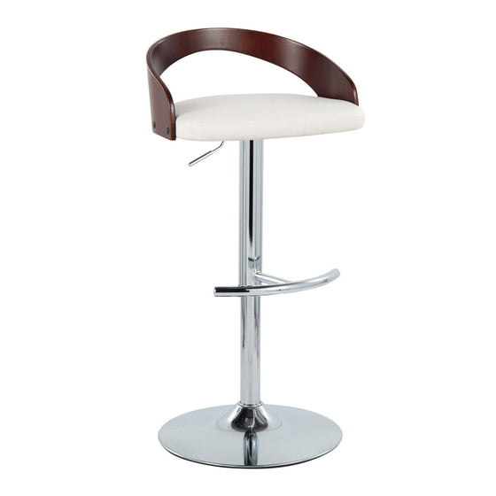 Grotto - Adjustable Barstool (Set of 2) - Chrome Base, Walnut Backrest