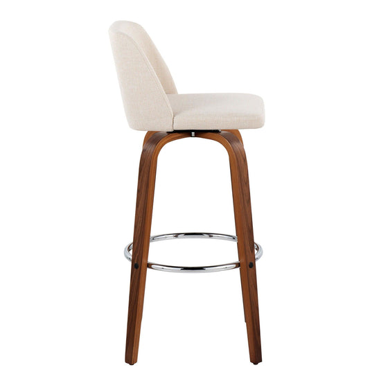 Toriano - 30" Fixed-Height Barstool (Set of 2) - Walnut & Chrome Base