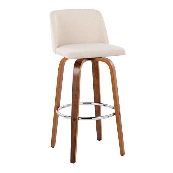 Toriano - 30" Fixed-Height Barstool (Set of 2) - Walnut & Chrome Base