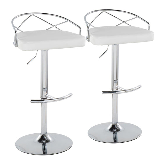 Charlotte - Glam Adjustable Barstool (Set of 2) - Silver Base