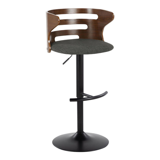 Cosi - Adjustable Barstool (Set of 2) - Black Base, Walnut Backrest