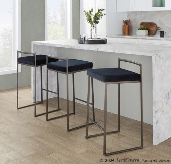 Fuji - High Back Counter Stool - Black Legs